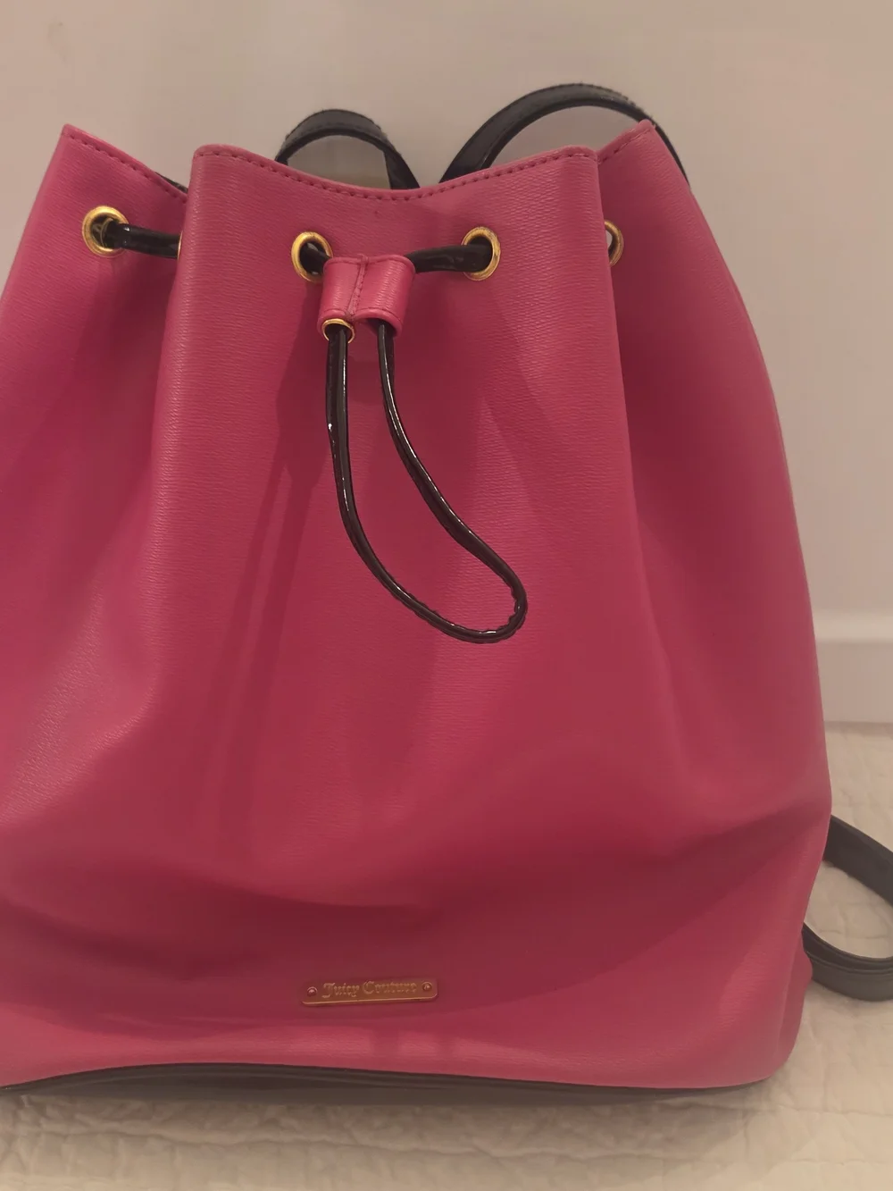 Juicy Couture Vibranr Pink Drawstring Bucket Backpack - Women